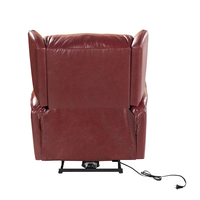 Poltrona reclinabile Eduardo in vera pelle con porta USB, set da 2