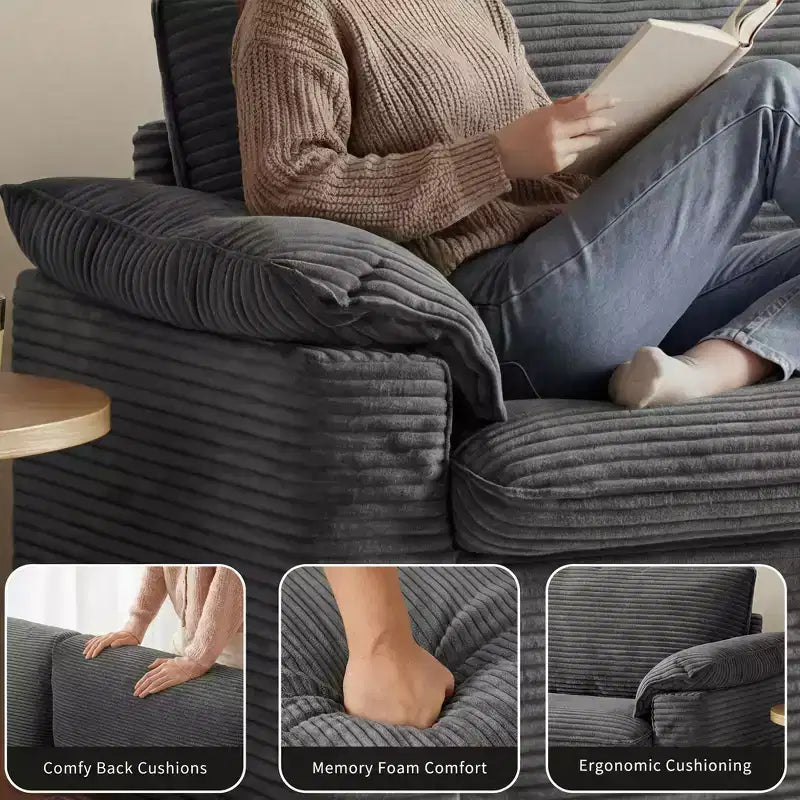 Dyonery 86 Cloud Loveseat Sofa, seduta profonda e ampi braccioli con cuscini, telaio robusto, design ergonomico e traspirante