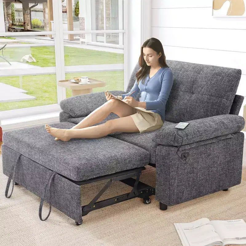 Dyonery Divano Letto Convertibile 3-in-1, Divano Letto Estraibile con Schienale Regolabile
