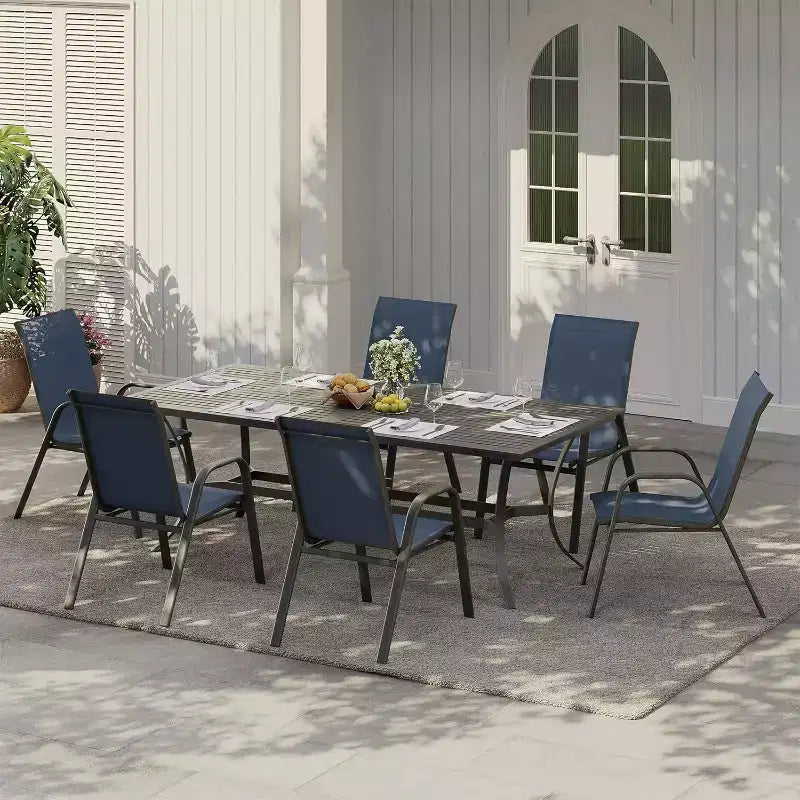 Sedie da patio, Set di 4/6 sedie da pranzo impilabili per esterni in textilene leggero per tutte le stagioni con braccioli per giardino, bordo piscina