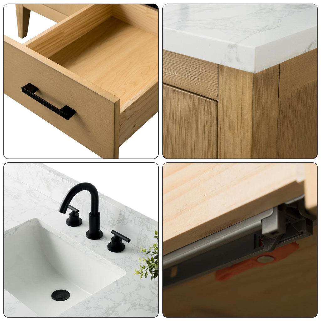 Mobile lavabo doppio Vanity Art 72 per bagno con piano in marmo composito