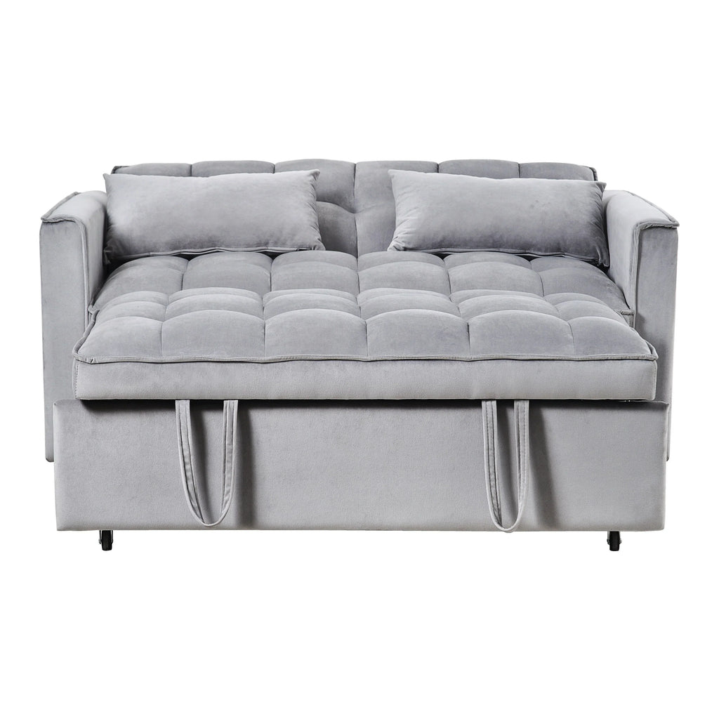 Moderno divano letto estraibile, divano letto 3-in-1 con schienale regolabile, divanetto in velluto, cuscini e tasche laterali
