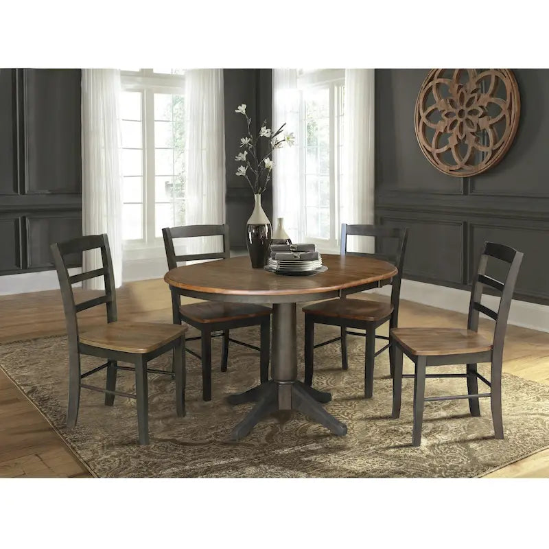 Table à manger ronde extensible 36 po avec 4 chaises Madrid