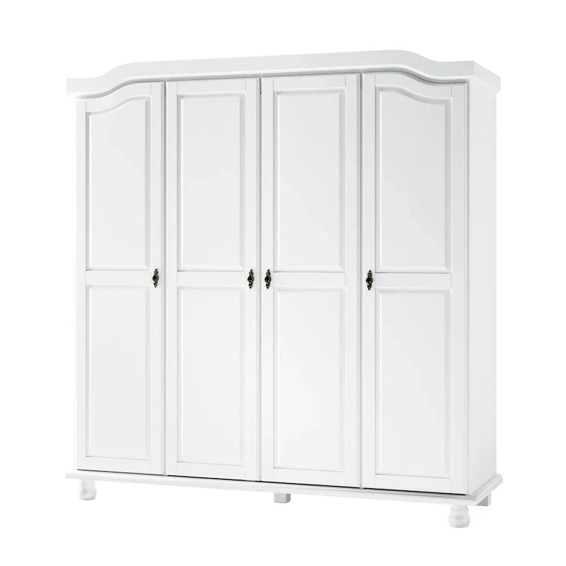 Palace Imports Armadio Kyle a 4 Ante in 100% Legno Massello con Ante in Legno Massello o a Specchio