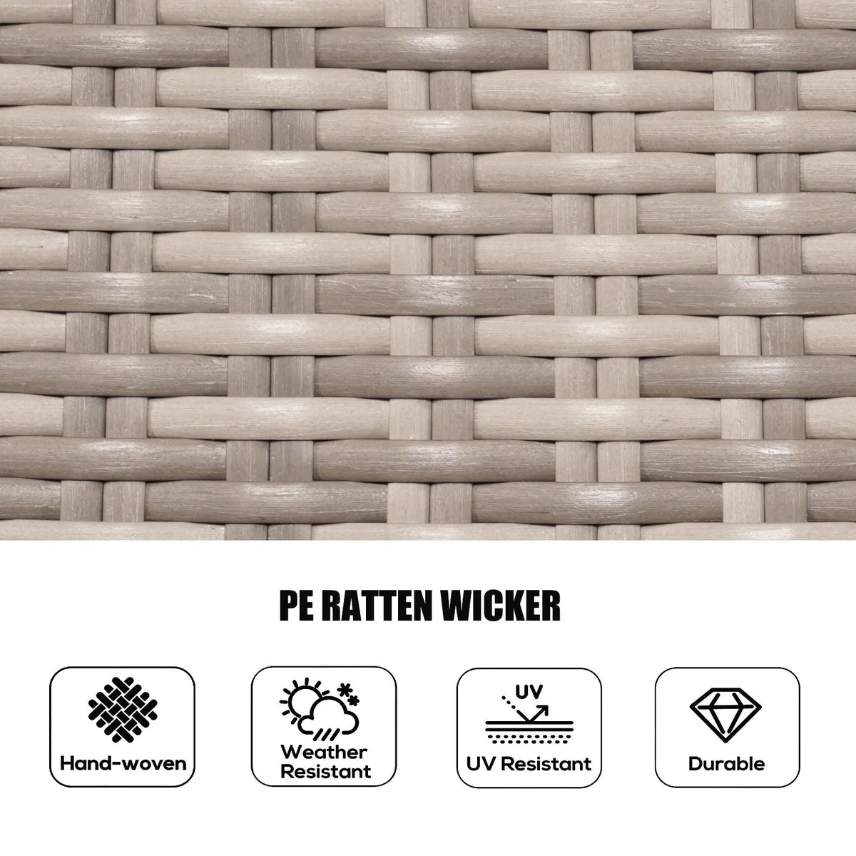 Set da pranzo rotondo da esterno in 7 pezzi in vimini di rattan con cuscini di Moda Furnishings