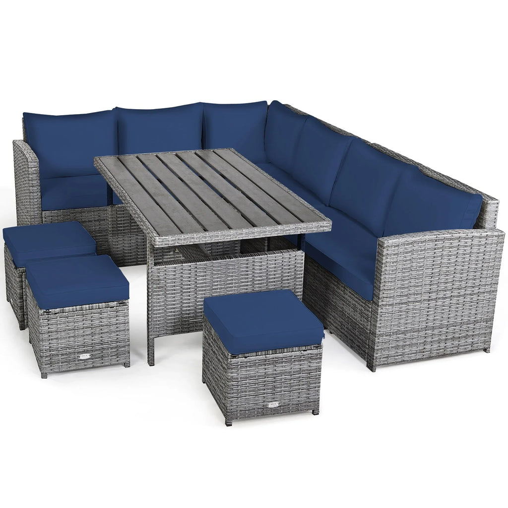 Costway Set da pranzo da 7 pezzi in rattan per esterni Divano componibile ottomano - Vedi dettagli