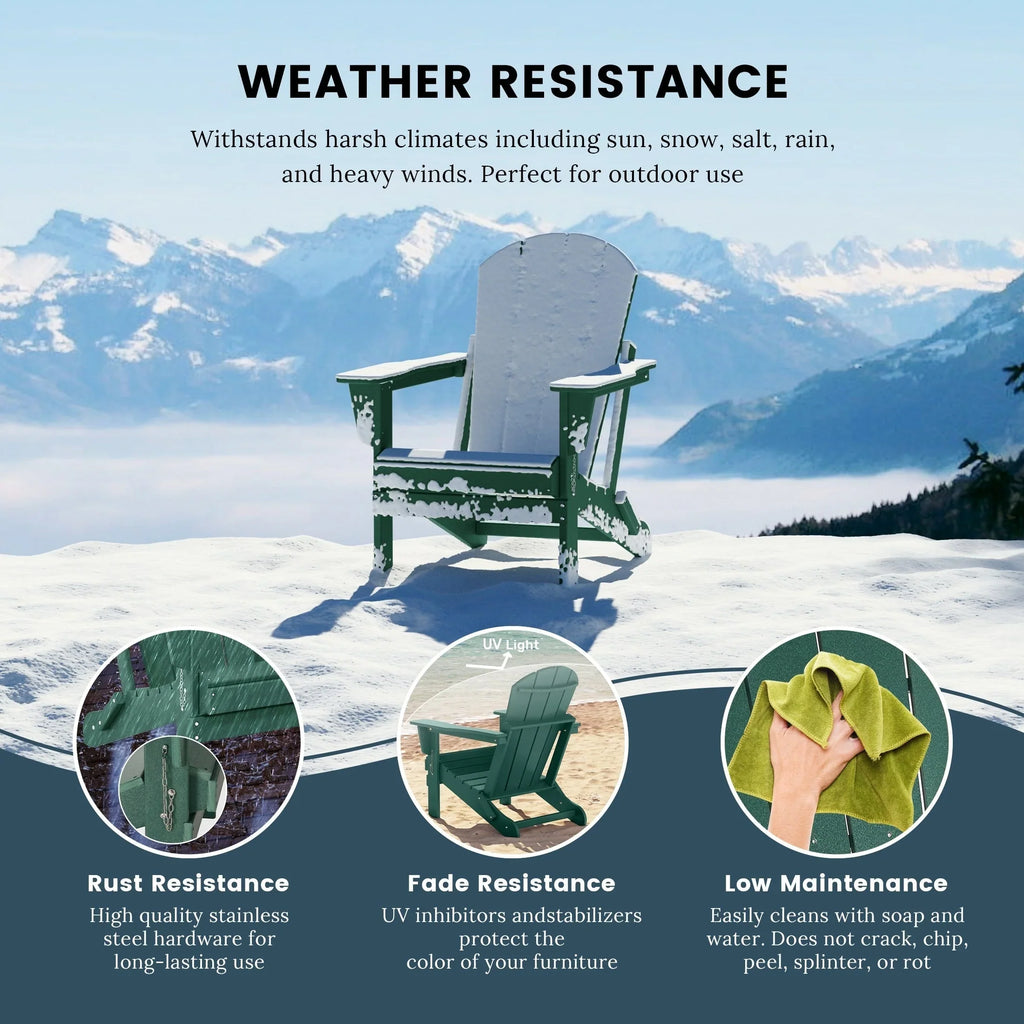 Polytrends Laguna Sedia Adirondack Pieghevole da Esterno per Patio Resistente allo Sbiadimento e alle Intemperie