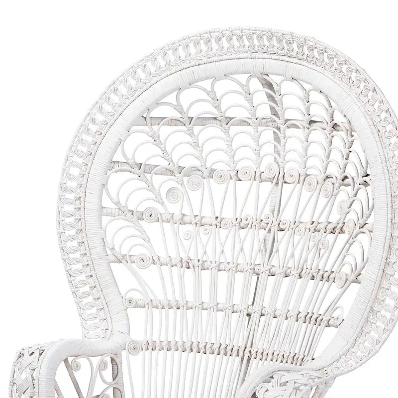 Sedia Kallima Pavone in Rattan Naturale Bianco Bohemien Moderno