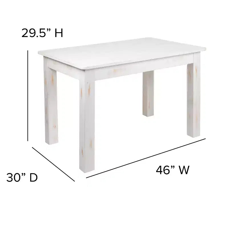 Flash Furniture Tavolo da Pranzo Rettangolare Rustico in Pino Massiccio 46 x 30