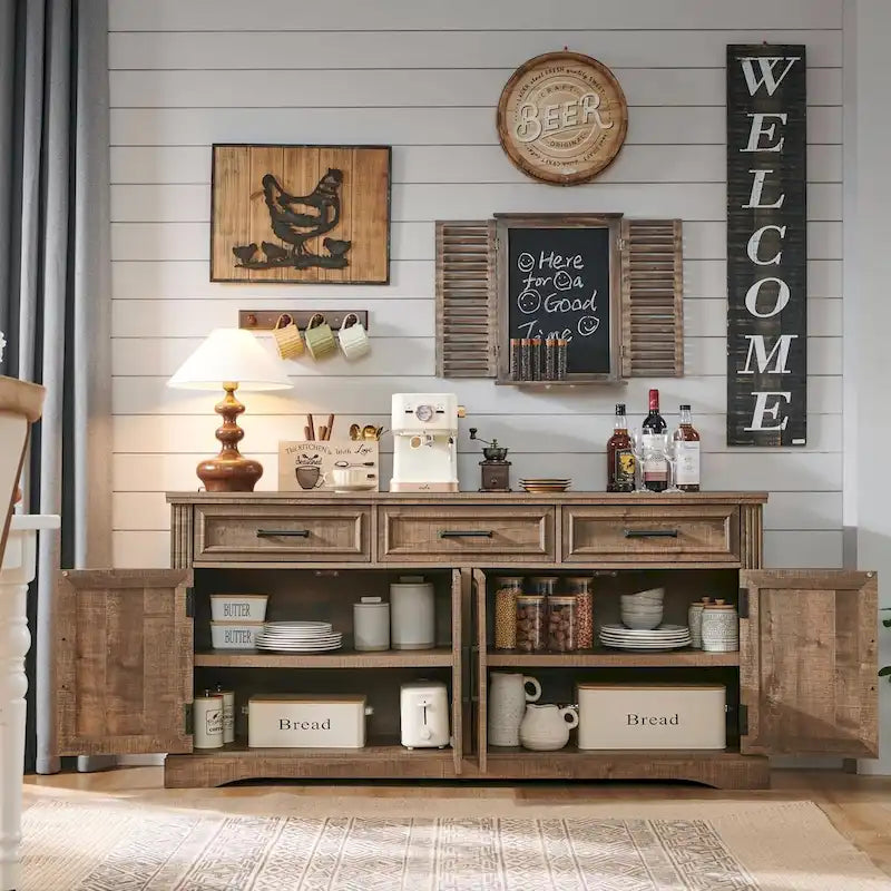 Credenza a Buffet da Fattoria, Mobile Bar per Caffè e Vino per Sala da Pranzo - N/A
