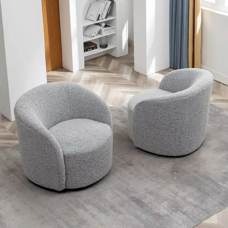 Poltrona girevole a barilotto imbottita KINWELL da 34 pollici (Set di 2)