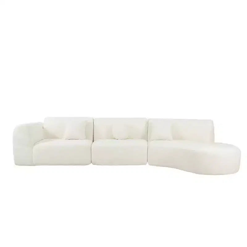 Divano componibile curvo moderno da 140 pollici con chaise longue, set da 3 pezzi, per soggiorno