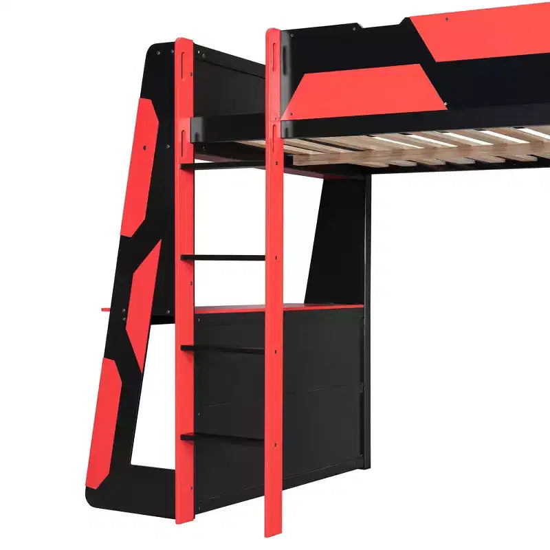 Luxystar Letto a soppalco completo da gaming con scrivania, mensole e luci