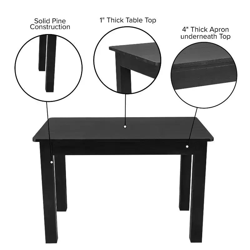 Flash Furniture Tavolo da Pranzo Rettangolare Rustico in Pino Massiccio 46 x 30
