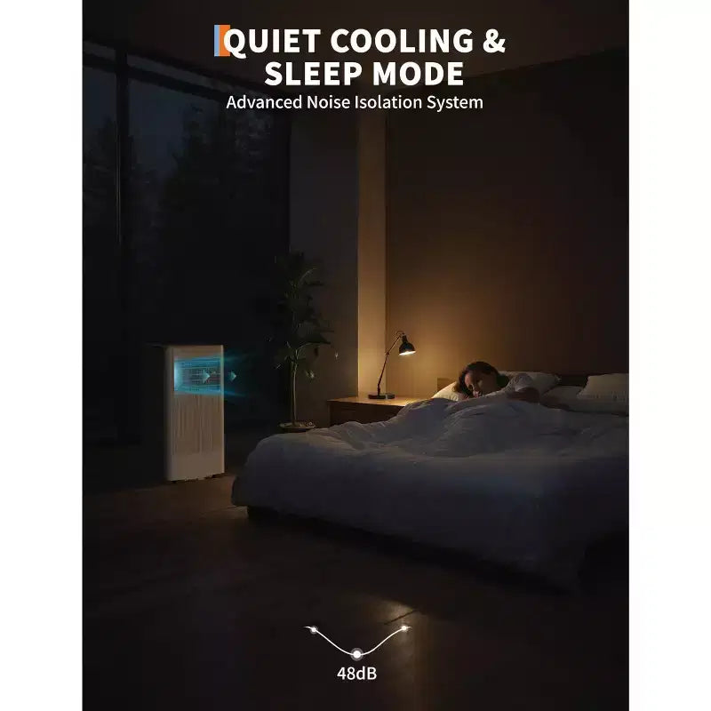 Condizionatori portatili, Flarhetoric 10000 BTU Raffreddamento/Ventilatore/Deumidificatore 3 IN 1 Unità AC portatile per stanze di 52 M², Unità per ambienti a bassa rumorosità