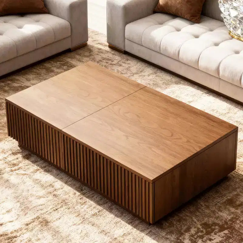 51.1 Tavolino da caffè Mid-Century Modern con piano sollevabile, tavolino rettangolare in noce per soggiorno