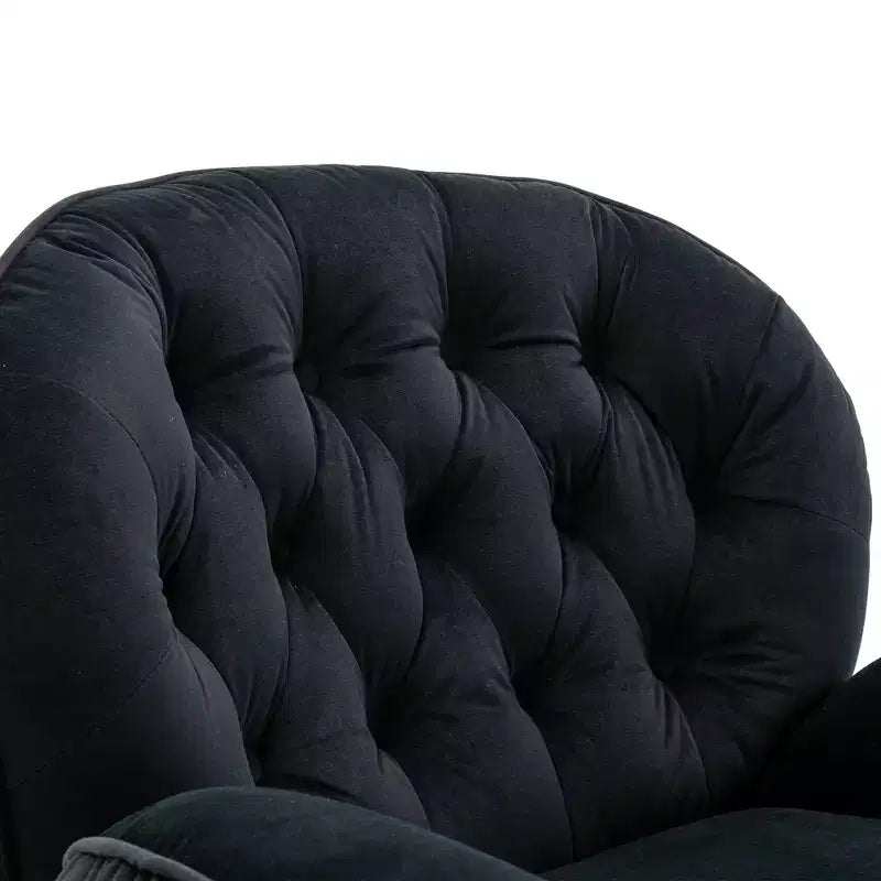 Fauteuil d'appoint en velours Okak avec pouf, fauteuil de salon moderne de style scandinave sans accoudoirs, fauteuil d'appoint doux et confortable pour regarder la télévision, jouer à des jeux