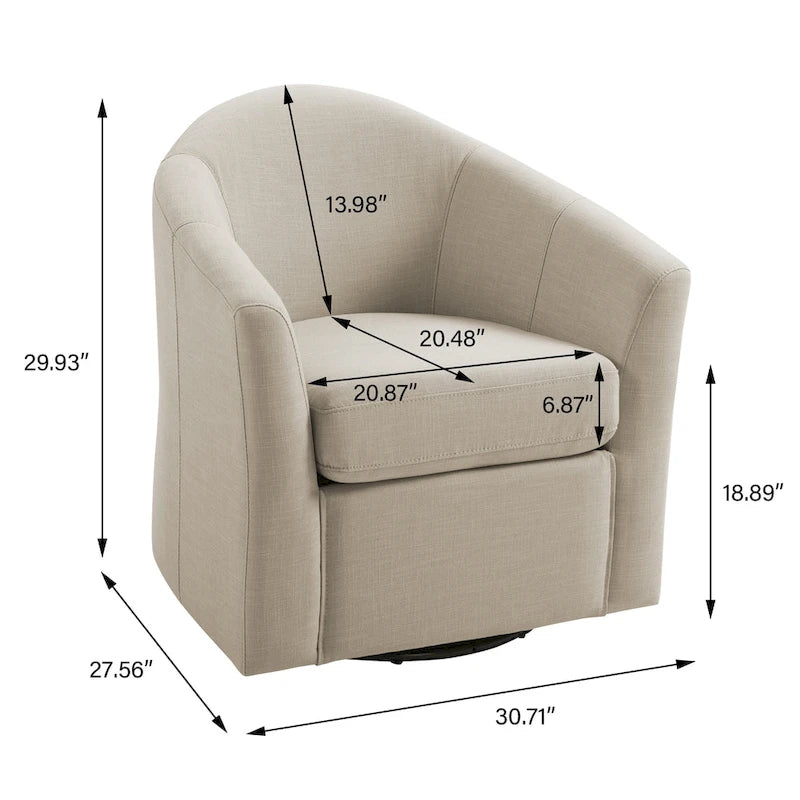 Set di 2 Poltrone Girevoli Moderne Imbottite a Barilotto, Poltrone Accent per Soggiorno
