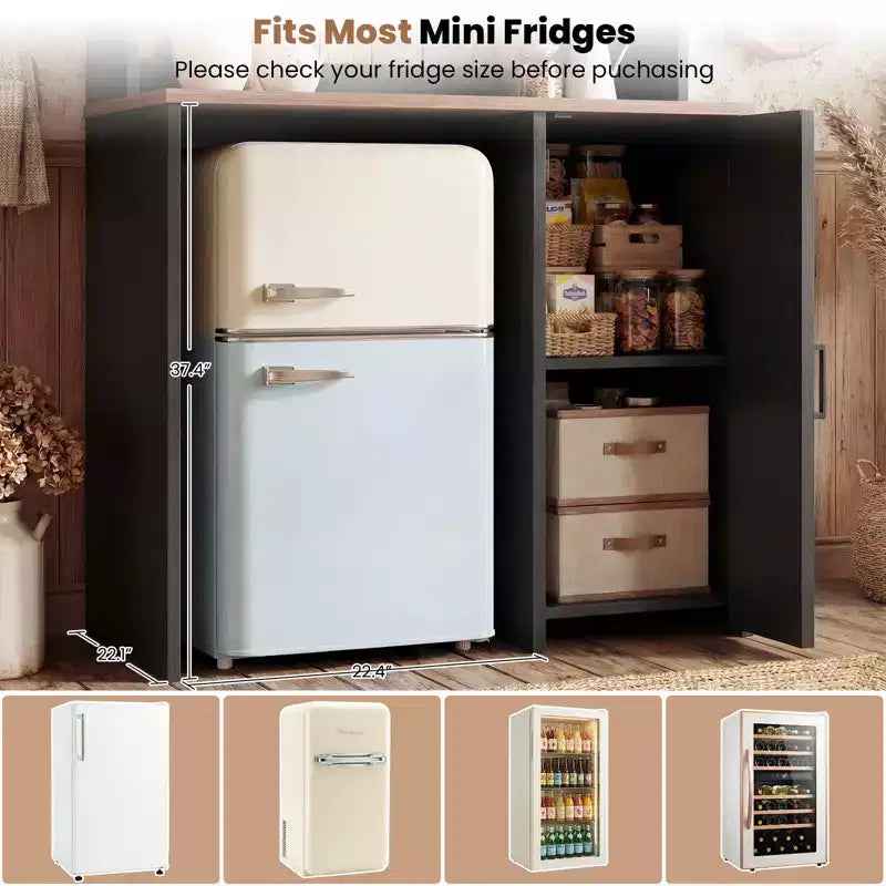 Mobile dispensa da cucina Besiost con spazio per mini frigo, mobile bar con ripiano contenitore