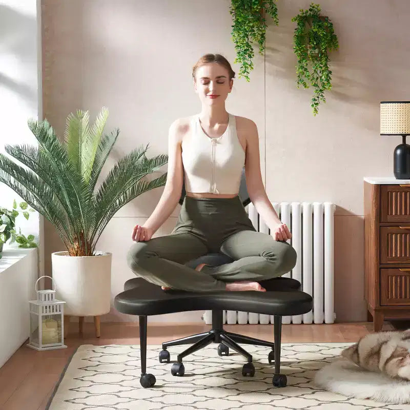 Pinmoco Sedia da ufficio ergonomica Criss Cross, sedia da meditazione regolabile in altezza, girevole a 360°, supporto lombare, sedia da lavoro e da ufficio, sedia ADHD