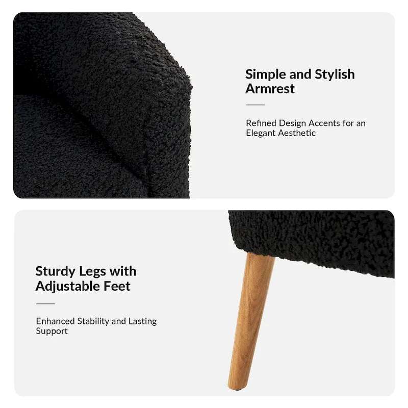 Poltrona Sheila Modern 30 W Boucle con gambe in legno massello, set da 2 di HULALA HOME