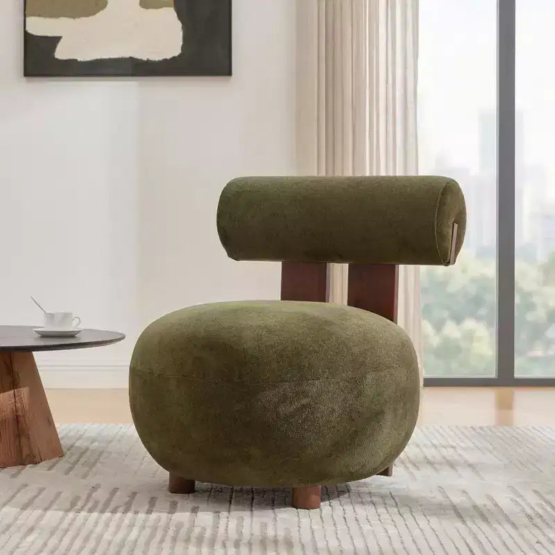 Christopher Knight Home Chariya, fauteuil d'appoint sculptural moderne en velours et bois d'hévéa, avec dossier cylindrique