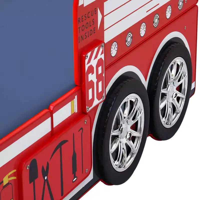 GDFStudio Juna Letto Singolo a Forma di Camion dei Pompieri con Luci LED