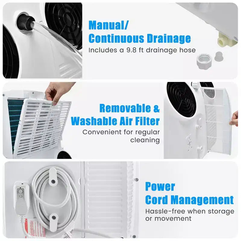 Costway Climatizzatore Portatile a Doppio Tubo da 8000 BTU (11.500 BTU ASHRAE) Unità AC 3-in-1 con Telecomando