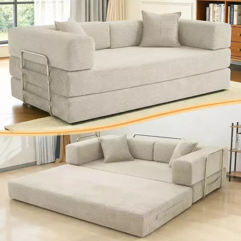 Dyonery 78Divano Letto Pieghevole Convertibile in Corduroy King Size Divano Letto a Pavimento Combinazione 4-in-1 Divano Modulare Componibile Divano Comodo Pieghevole.